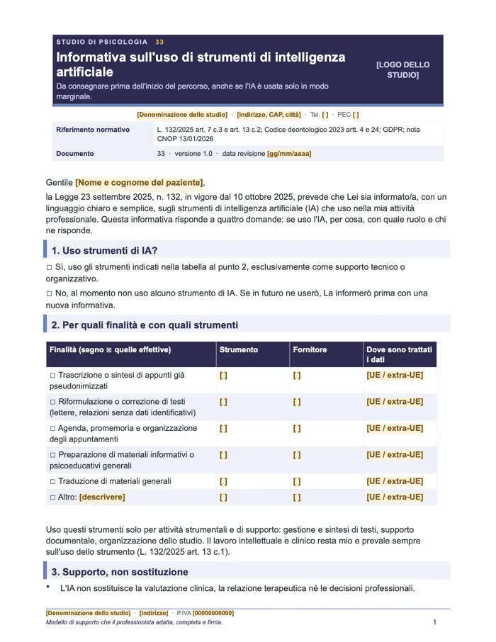 Informativa IA al paziente (L. 132/2025) (Word e PDF)