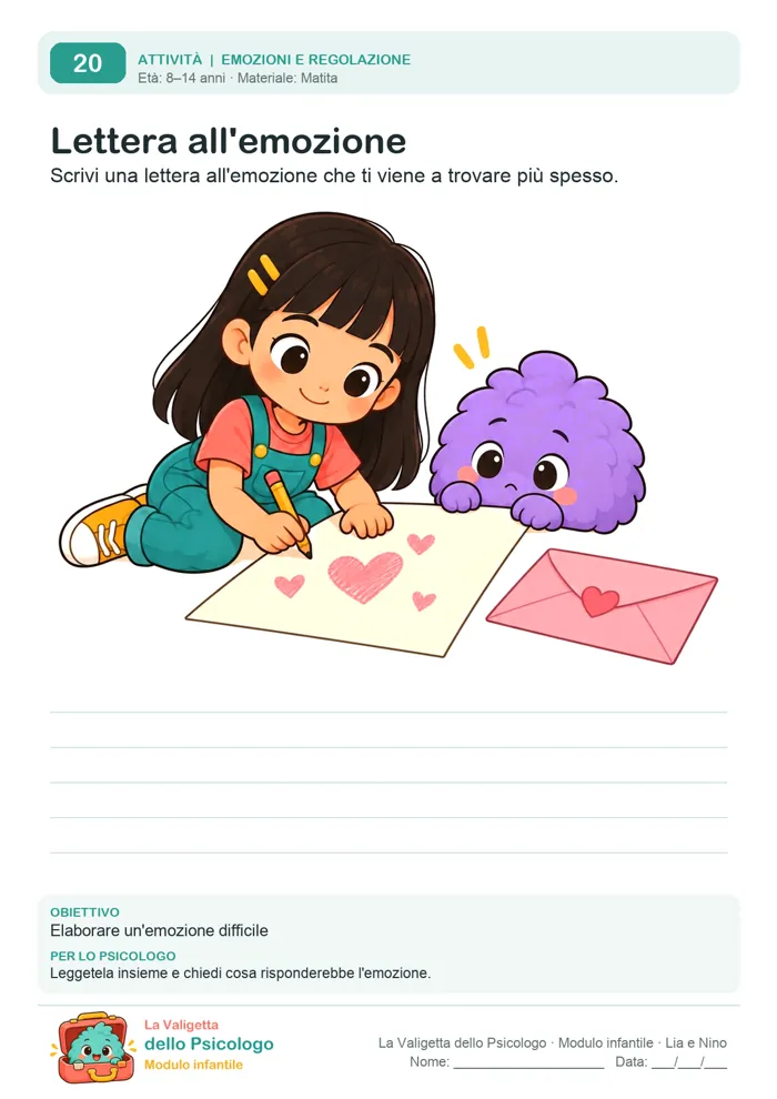 Modulo infantile: attività «Lettera all'emozione»